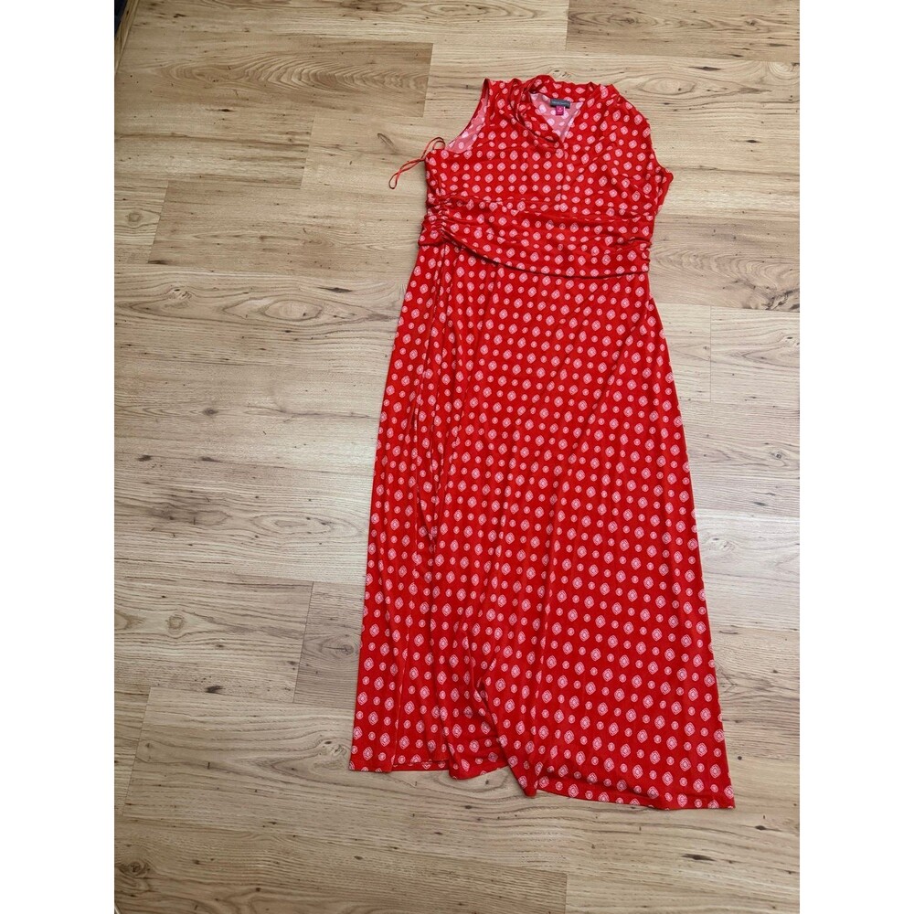 Vince Camuto Red Print Ruched Maxi Dress